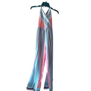 Fire Halter Jumpsuit‎ Wide Leg Bohemian Print Sleeveless Romper Summer Size S